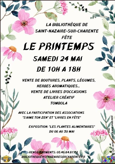 sortie à ST NAZAIRE SUR CHARENTE, Charente Maritime. LA BIBLIOTHÈQUE FÊTE LE PRINTEMPS Sortir à ST NAZAIRE SUR CHARENTE(Charente Maritime). ST NAZAIRE SUR CHARENTE.