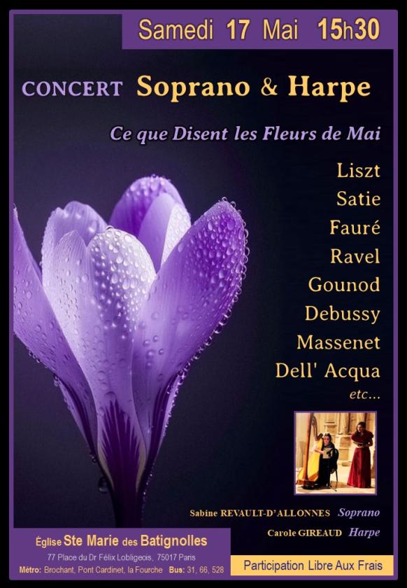 sortie à PARIS 17, Paris. CONCERT : SOPRANO & HARPE Sortir à PARIS 17(Paris). PARIS 17.