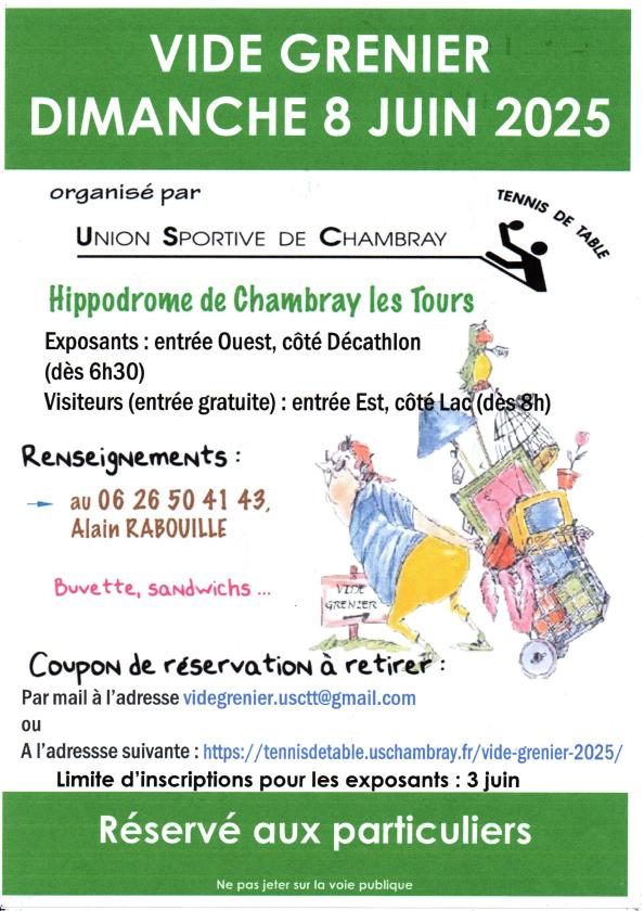 sortie à CHAMBRAY LES TOURS, Indre et Loire. VIDE GRENIER ( RÉSERVÉ AUX PARTICULIER ) Sortir à CHAMBRAY LES TOURS(Indre et Loire). CHAMBRAY LES TOURS.