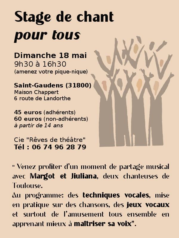 sortie à ST GAUDENS, Haute Garonne. STAGE DE CHANT Sortir à ST GAUDENS(Haute Garonne). ST GAUDENS.