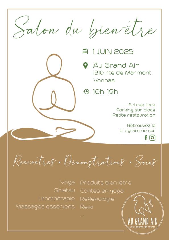 sortie à VONNAS, Ain. SALON DU BIEN-ÊTRE • AU GRAND AIR (VONNAS) • 2E ÉD Sortir à VONNAS(Ain). VONNAS.