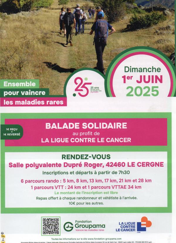 sortie à LE CERGNE, Loire. 31EME MARCHE "BALADE SOLIDAIRE" Sortir à LE CERGNE(Loire). LE CERGNE.