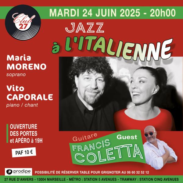 sortie à MARSEILLE, Bouches du Rhône. JAZZ À L'ITALIENNE Sortir à MARSEILLE(Bouches du Rhône). MARSEILLE.