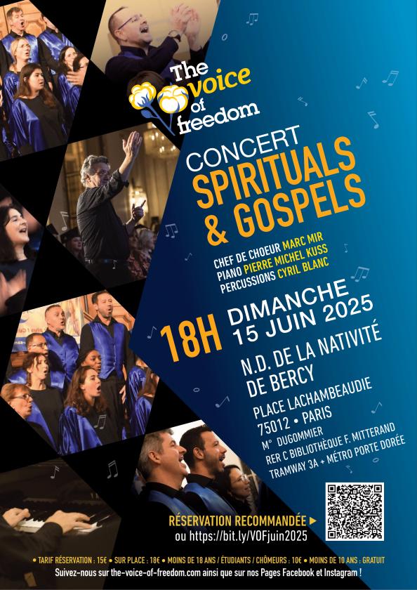 sortie à PARIS 12, Paris. CONCERT GOSPEL ET SPIRITUALS THE VOICE OF FREEDOM Sortir à PARIS 12(Paris). PARIS 12.