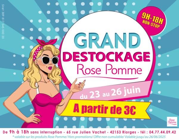 sortie à RIORGES, Loire. GRAND DÉSTOCKAGE ROSE POMME Sortir à RIORGES(Loire). RIORGES.