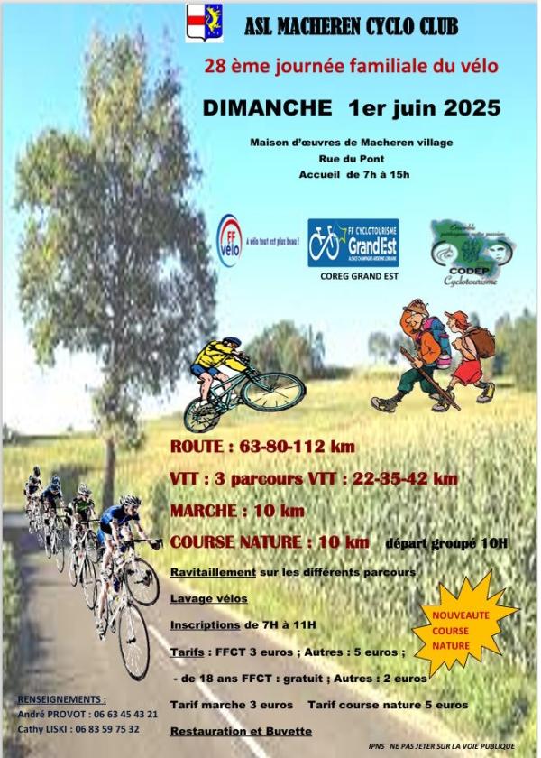 sortie à MACHEREN, Moselle. 28 ÈME JOURNEE FAMILIALE DU VELO Sortir à MACHEREN(Moselle). MACHEREN.