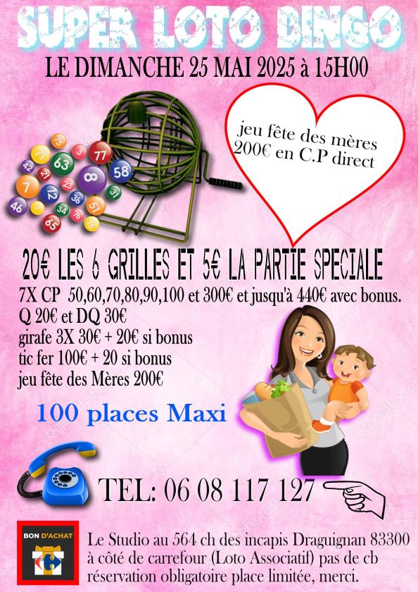 sortie à DRAGUIGNAN, Var. SUPER LOTO BINGO DRAGUIGNAN INCAPIS Sortir à DRAGUIGNAN(Var). DRAGUIGNAN.