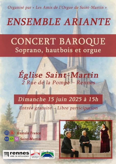 sortie à RENNES, Ille et Vilaine. CONCERT SOPRANO HAUTBOIS ET ORGUE Sortir à RENNES(Ille et Vilaine). RENNES.