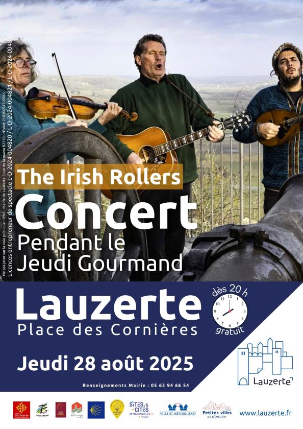 sortie à LAUZERTE, Tarn et Garonne. CONCERT « IRISH ROLLERS » Sortir à LAUZERTE(Tarn et Garonne). LAUZERTE.
