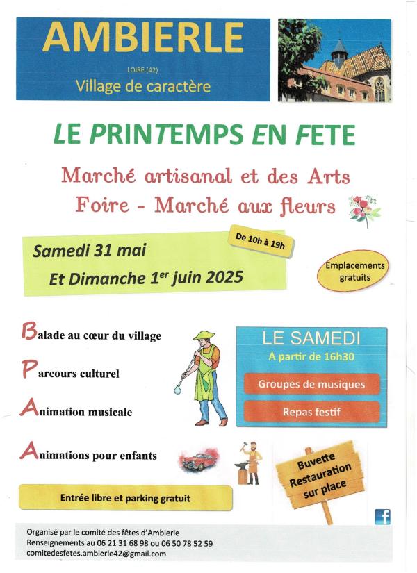 sortie à AMBIERLE, Loire. LE PRINTEMPS EN FÊTE Sortir à AMBIERLE(Loire). AMBIERLE.