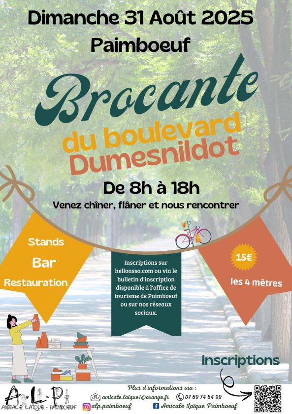 sortie à PAIMBOEUF, Loire Atlantique. BROCANTE DU BOULEVARD Sortir à PAIMBOEUF(Loire Atlantique). PAIMBOEUF.