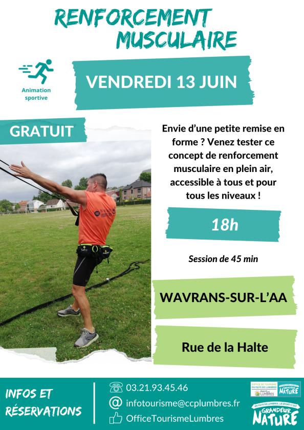 sortie à WAVRANS SUR L AA, Pas de Calais. RENFORCEMENT MUSCULAIRE Sortir à WAVRANS SUR L AA(Pas de Calais). WAVRANS SUR L AA.