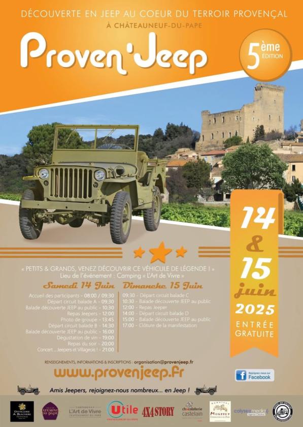 sortie à CHATEAUNEUF DU PAPE, Vaucluse. PROVEN'JEEP 2025 Sortir à CHATEAUNEUF DU PAPE(Vaucluse). CHATEAUNEUF DU PAPE.