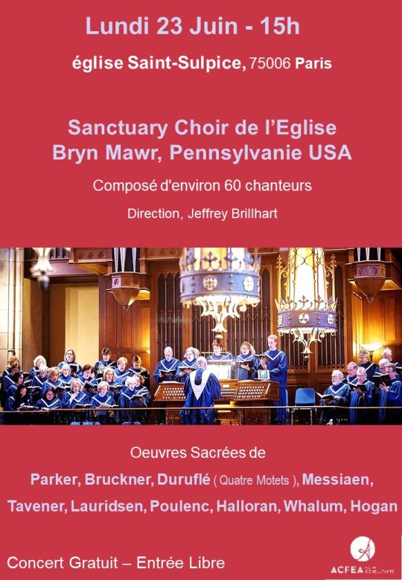 sortie à PARIS 06, Paris. CHOEUR DE L’EGLISE DE BRYN MAWR, PENNSYLVANIE USA Sortir à PARIS 06(Paris). PARIS 06.