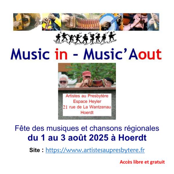 sortie à HOERDT, Bas Rhin. FESTIVAL MUSIC IN - MUSIC'AOUT 2025 Sortir à HOERDT(Bas Rhin). HOERDT.