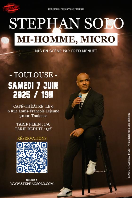 sortie à TOULOUSE, Haute Garonne. MI-HOMME, MICRO AVEC STEPHAN SOLO Sortir à TOULOUSE(Haute Garonne). TOULOUSE.