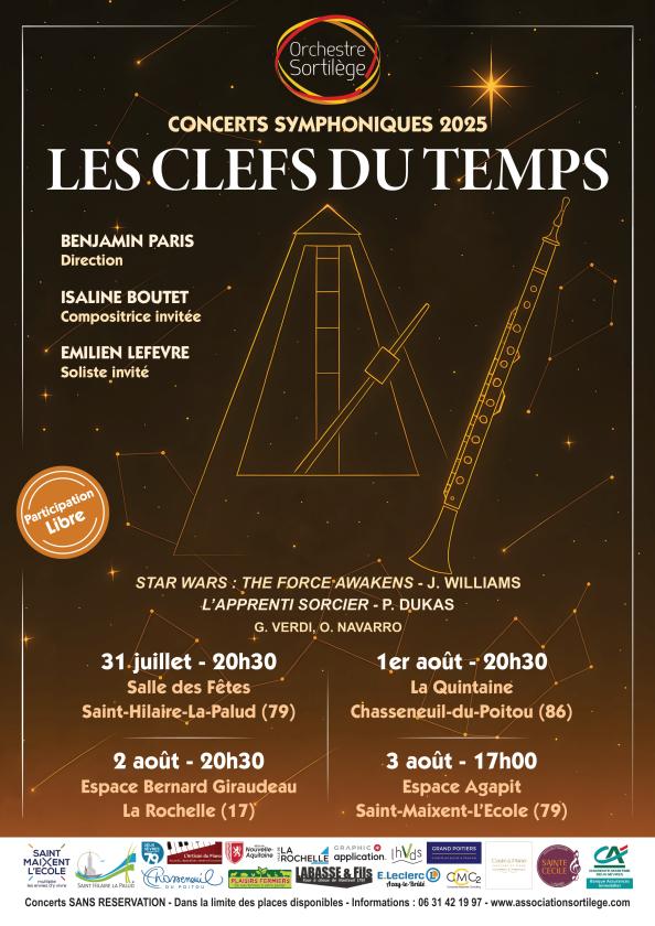 sortie à ST HILAIRE LA PALUD, Deux Sèvres. CONCERTS ORCHESTRE SORTILÈGE – LES CLEFS DU TEMPS Sortir à ST HILAIRE LA PALUD(Deux Sèvres). ST HILAIRE LA PALUD.