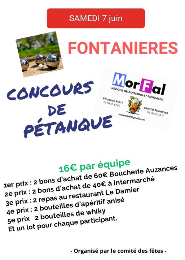 sortie à FONTANIERES, Creuse. CONCOURS DE PETANQUE Sortir à FONTANIERES(Creuse). FONTANIERES.
