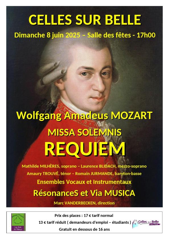 sortie à CELLES SUR BELLE, Deux Sèvres. REQUIEM DE MOZART Sortir à CELLES SUR BELLE(Deux Sèvres). CELLES SUR BELLE.