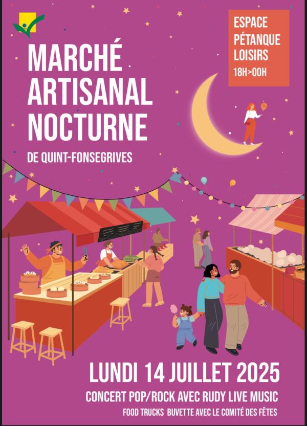 sortie à QUINT FONSEGRIVES, Haute Garonne. MARCHÉ DE NUIT DU 14 JUILLET 2025 Sortir à QUINT FONSEGRIVES(Haute Garonne). QUINT FONSEGRIVES.