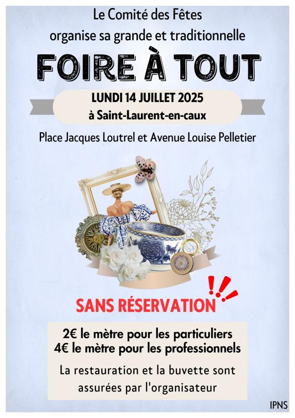 sortie à ST LAURENT EN CAUX, Seine Maritime. FOIRE À TOUT DU COMITÉ DES FÊTES Sortir à ST LAURENT EN CAUX(Seine Maritime). ST LAURENT EN CAUX.