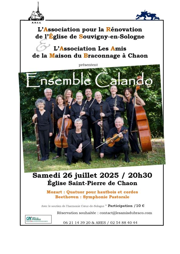 sortie à CHAON, Loir et Cher. ENSEMBLE CALANDO AVEC MOZART ET BEETHOVEN Sortir à CHAON(Loir et Cher). CHAON.