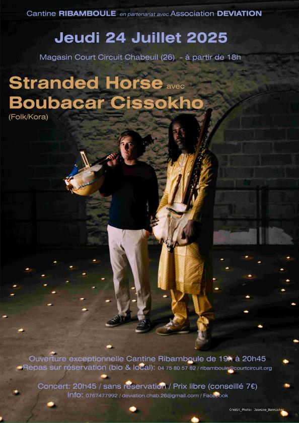 sortie à CHABEUIL, Drôme. STRANDED HORSE AVEC BOUBACAR CISSOKHO (FOLK / KORA Sortir à CHABEUIL(Drôme). CHABEUIL.