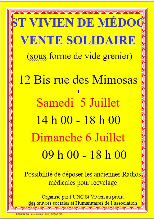 sortie à ST VIVIEN DE MEDOC, Gironde. VENTE SOLIDAIRE Sortir à ST VIVIEN DE MEDOC(Gironde). ST VIVIEN DE MEDOC.