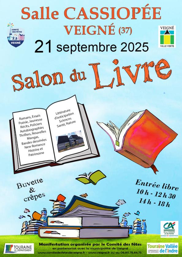 sortie à VEIGNE, Indre et Loire. SALON DU LIVRE DE VEIGNÉ 2025 Sortir à VEIGNE(Indre et Loire). VEIGNE.