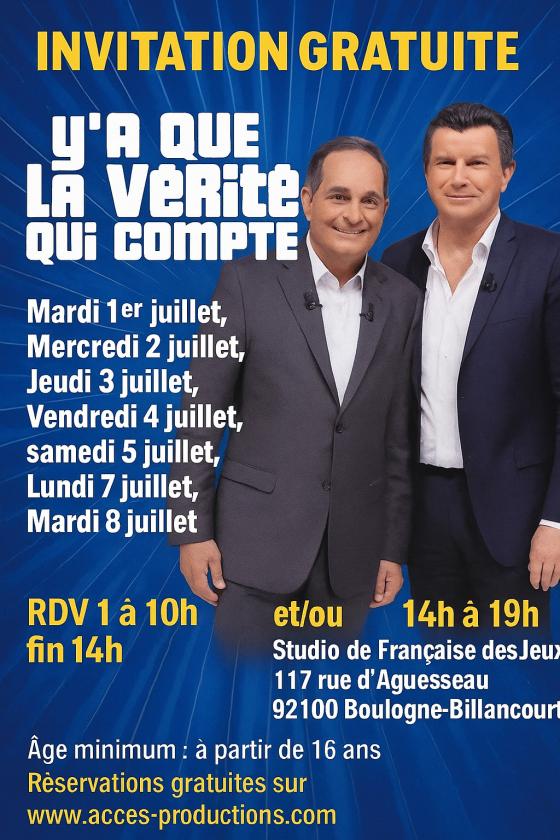 sortie à BOULOGNE BILLANCOURT, Hauts de Seine. EMISSION Y'A QUE LA VERITE QUI COMPTE Sortir à BOULOGNE BILLANCOURT(Hauts de Seine). BOULOGNE BILLANCOURT.