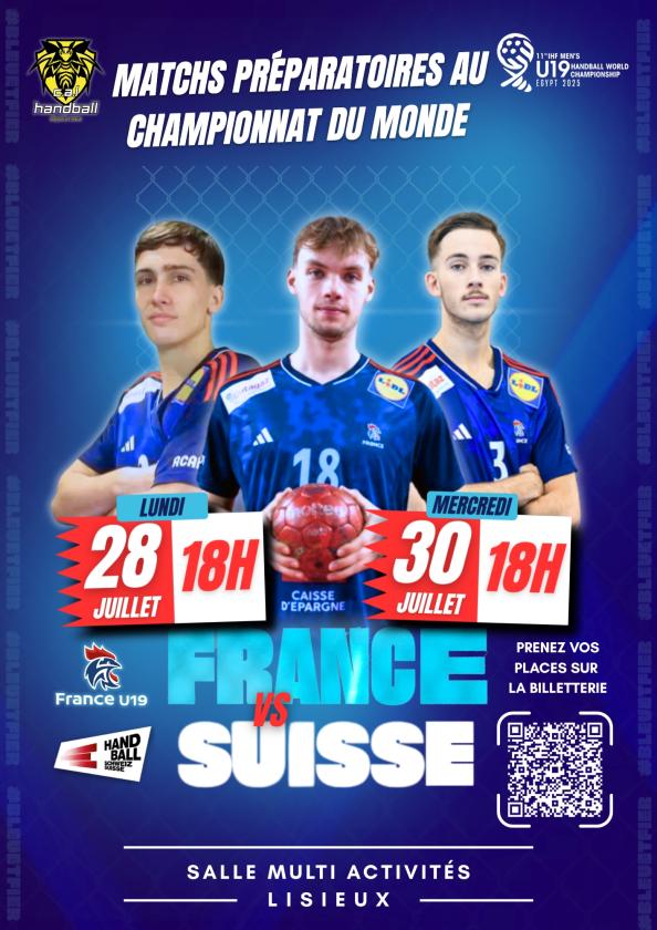 sortie à LISIEUX, Calvados. MATCHS HANDBALL FRANCE - SUISSE U19 MASCULINS Sortir à LISIEUX(Calvados). LISIEUX.