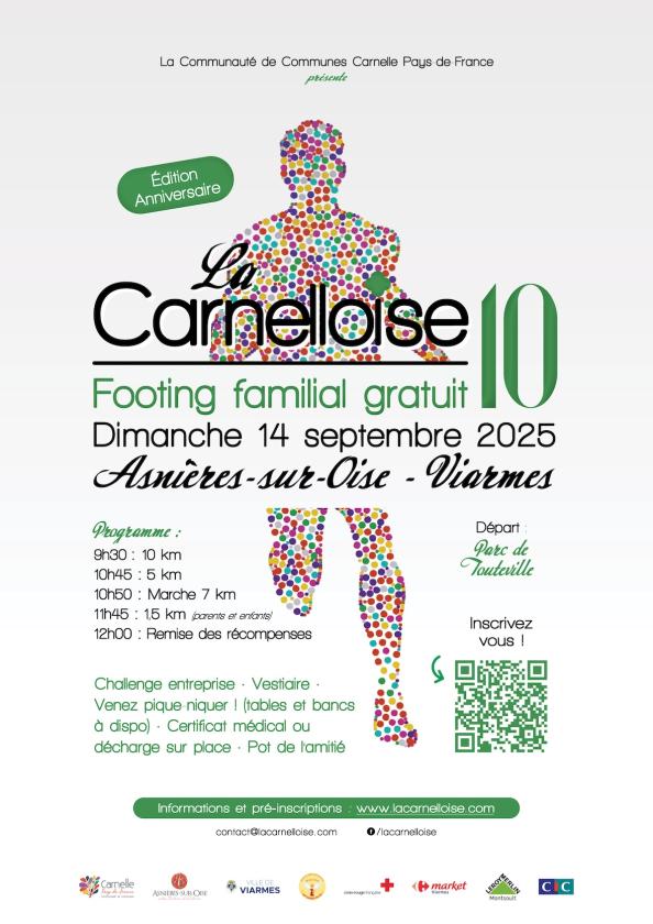 sortie à ASNIERES SUR OISE, Val d'oise. LA CARNELLOISE 10 – EDITION 2025 Sortir à ASNIERES SUR OISE(Val d'oise). ASNIERES SUR OISE.