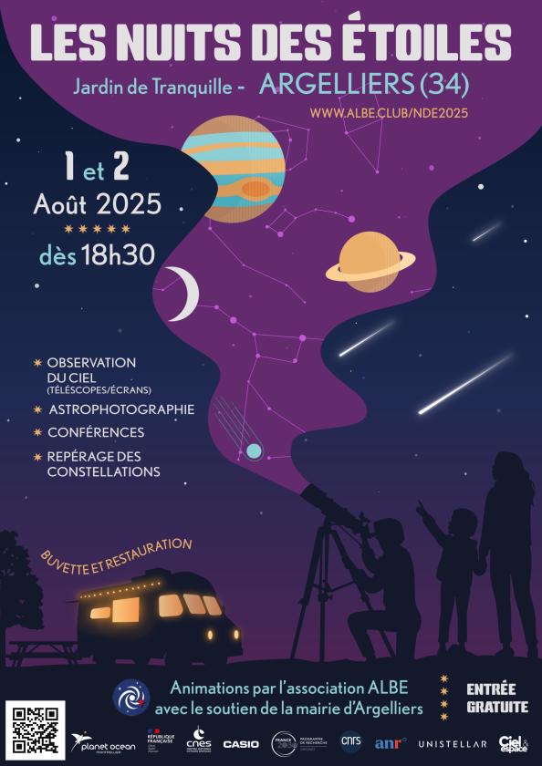 sortie à ARGELLIERS, Hérault. NUITS DES ETOILES 2025 Sortir à ARGELLIERS(Hérault). ARGELLIERS.