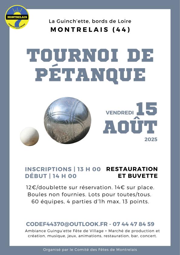 sortie à MONTRELAIS, Loire Atlantique. TOURNOI DE PÉTANQUE À MONTRELAIS Sortir à MONTRELAIS(Loire Atlantique). MONTRELAIS.