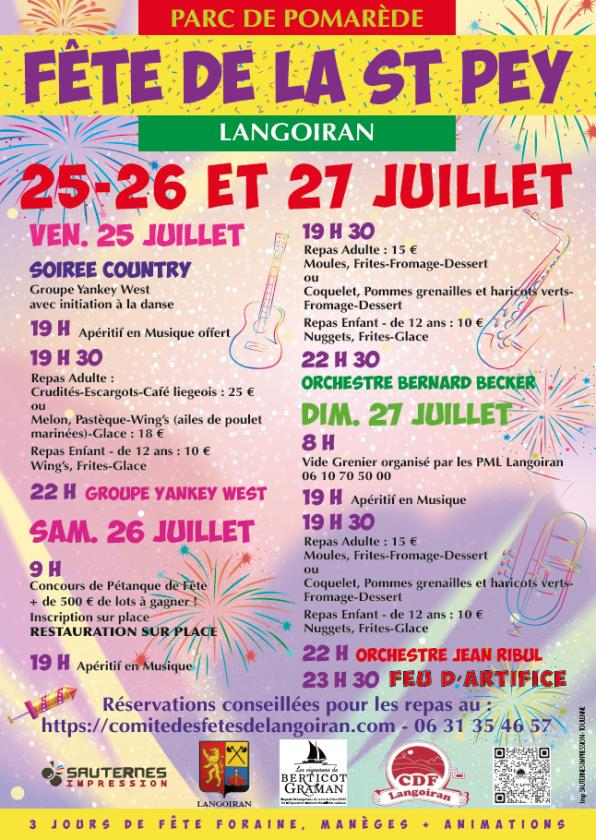 sortie à LANGOIRAN, Gironde. GRANDE FETE DE LA ST PEY Sortir à LANGOIRAN(Gironde). LANGOIRAN.