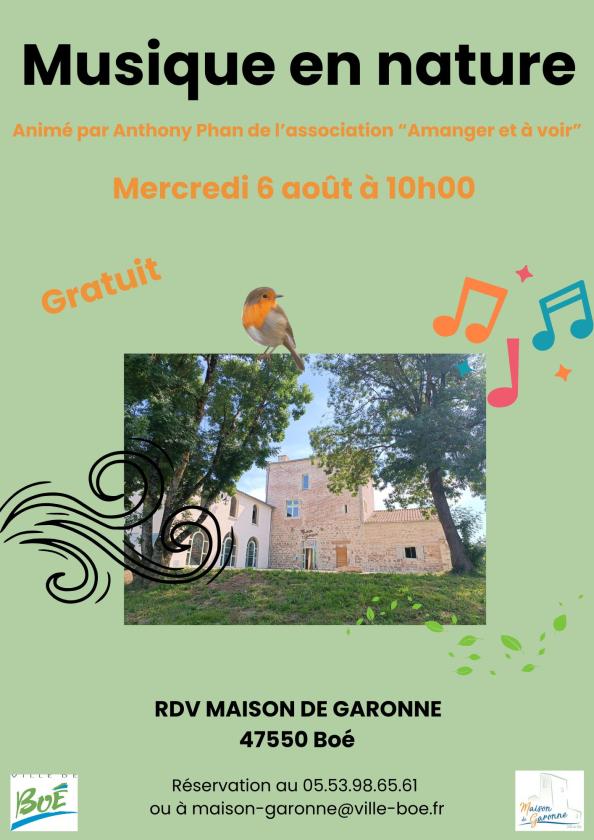 sortie à BOE, Lot et Garonne. MUSIQUE EN NATURE Sortir à BOE(Lot et Garonne). BOE.