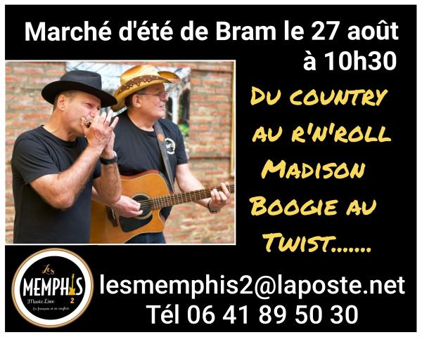 sortie à BRAM, Aude. LES MEMPHIS 2 GUITARE VOIX HARMONICA EN LIVE! Sortir à BRAM(Aude). BRAM.