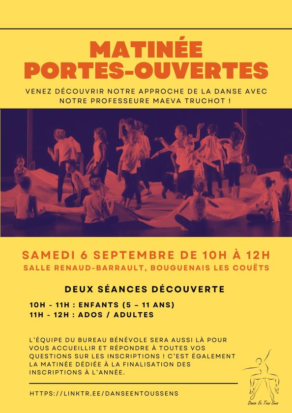 sortie à LES COUETS, Loire Atlantique. PORTES OUVERTES DANSE CONTEMPORAINE Sortir à LES COUETS(Loire Atlantique). LES COUETS.