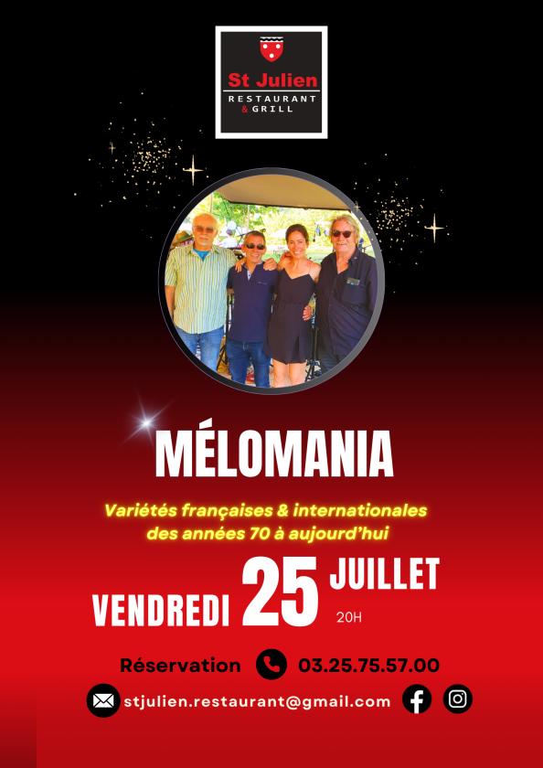 sortie à ST JULIEN LES VILLAS, Aube. SOIRÉE CONCERT MÉLOMANIA Sortir à ST JULIEN LES VILLAS(Aube). ST JULIEN LES VILLAS.