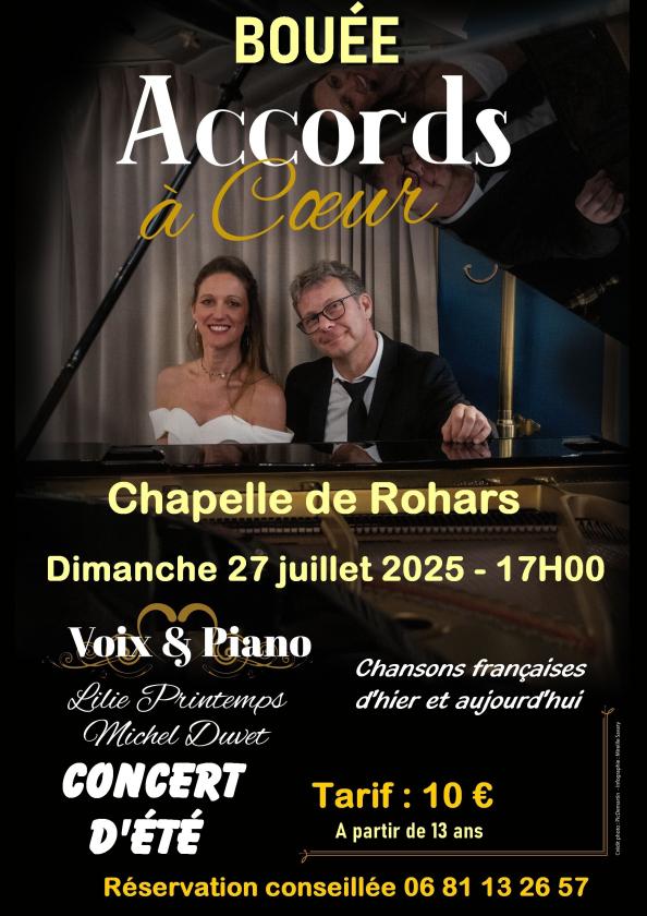 sortie à BOUEE, Loire Atlantique. CONCERT D’ÉTÉ « ACCORDS À CŒUR » Sortir à BOUEE(Loire Atlantique). BOUEE.