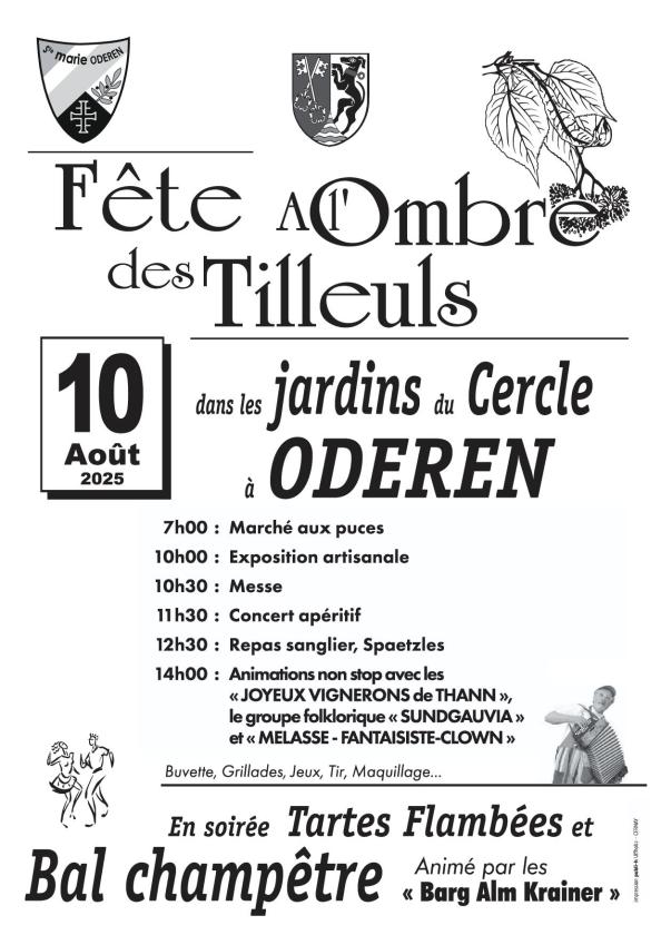 sortie à ODEREN, Haut Rhin. FÊTE CHAMPÊTRE - A L'OMBRE DES TILLEULS Sortir à ODEREN(Haut Rhin). ODEREN.