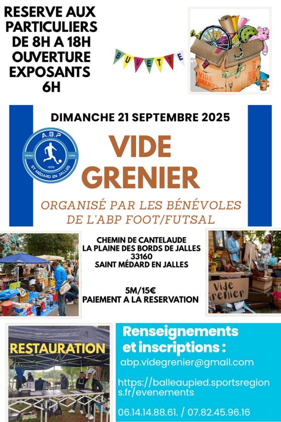 sortie à ST MEDARD EN JALLES, Gironde. VIDE GRENIER 2025 DE L'ABP Sortir à ST MEDARD EN JALLES(Gironde). ST MEDARD EN JALLES.