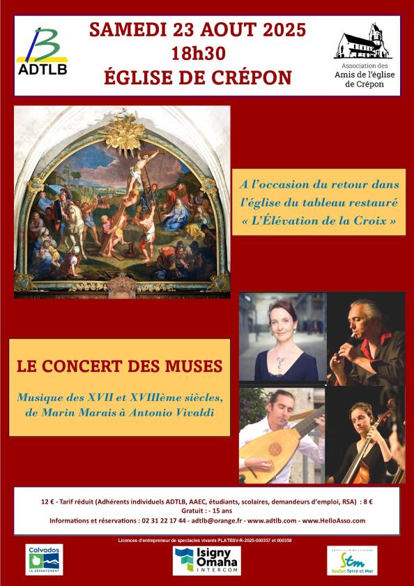 sortie à CREPON, Calvados. CONCERT MUSIQUE BAROQUE PAR LE CONCERT DES MUSES Sortir à CREPON(Calvados). CREPON.