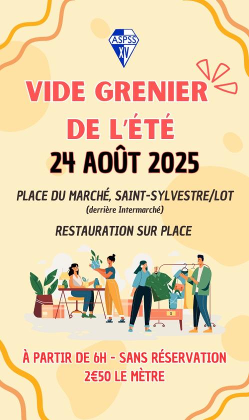sortie à ST SYLVESTRE SUR LOT, Lot et Garonne. VIDE GRENIER DE L'ÉTÉ Sortir à ST SYLVESTRE SUR LOT(Lot et Garonne). ST SYLVESTRE SUR LOT.