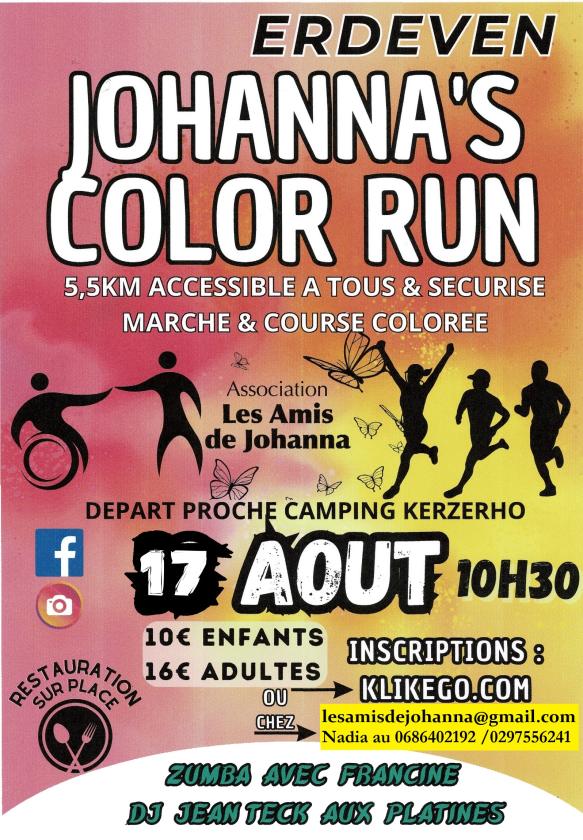 sortie à ERDEVEN, Morbihan. JOHANNA'S COLOR RUN Sortir à ERDEVEN(Morbihan). ERDEVEN.