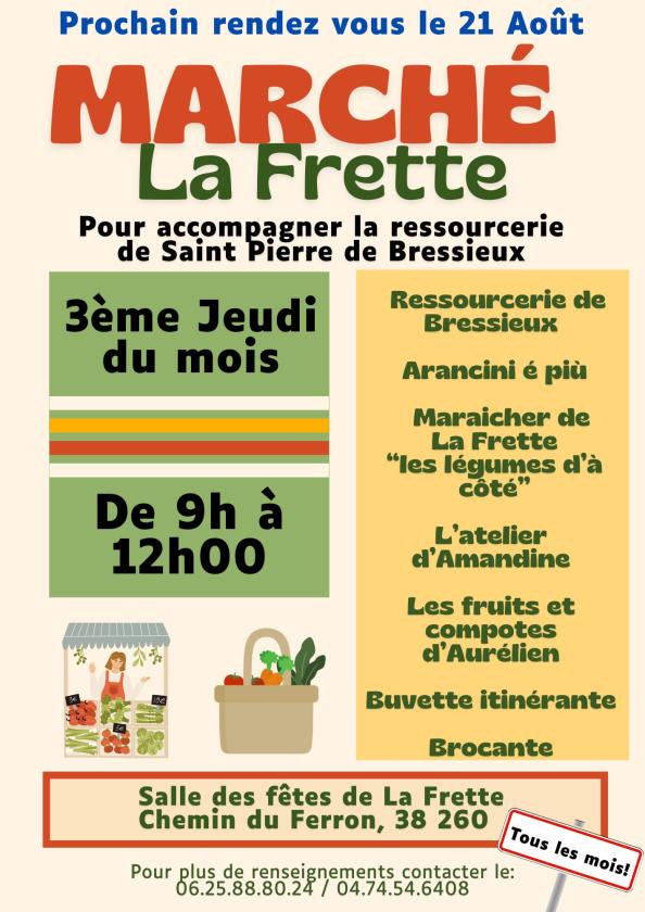 sortie à LA FRETTE, Isère. MARCHÉ DE LA FRETTE LE 21 AOUT Sortir à LA FRETTE(Isère). LA FRETTE.
