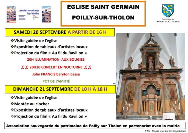sortie à POILLY SUR THOLON, Yonne. JOURNÉES EUROPÉENNES DU PATRIMOINE Sortir à POILLY SUR THOLON(Yonne). POILLY SUR THOLON.
