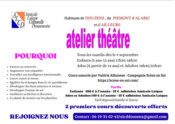 sortie à DOUZENS, Aude. ATELIER-THÉÂTRE Sortir à DOUZENS(Aude). DOUZENS.