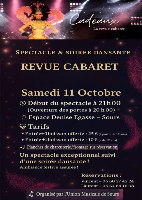 sortie à SOURS, Eure et Loir. SOIRÉE REVUE CABARET Sortir à SOURS(Eure et Loir). SOURS.