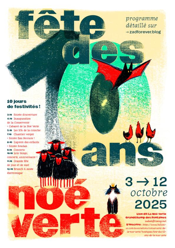 sortie à GRANDCHAMPS DES FONTAINES, Loire Atlantique. FÊTE DES 10 ANS DE LA NOÉ VERTE Sortir à GRANDCHAMPS DES FONTAINES(Loire Atlantique). GRANDCHAMPS DES FONTAINES.